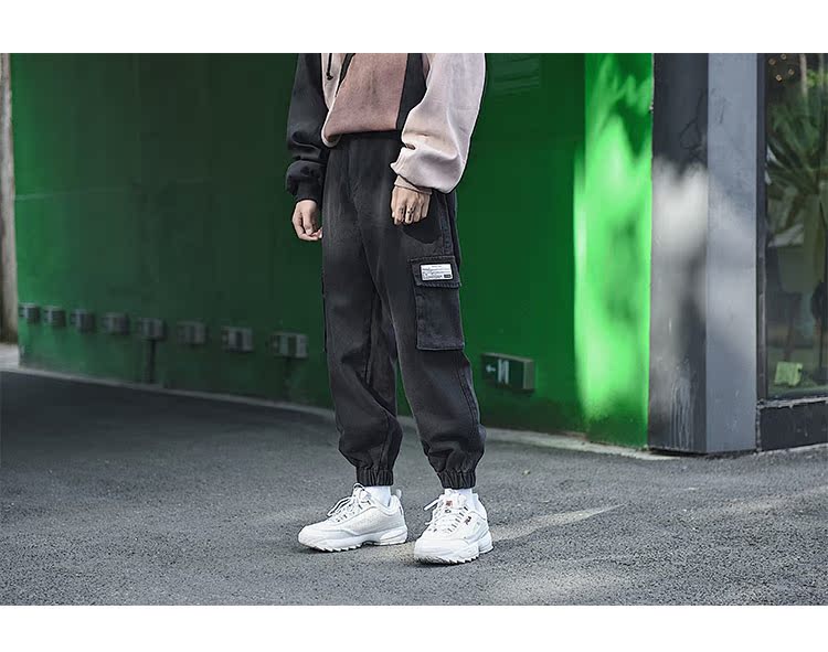 Bốn mươi chín ngày công cụ quần jeans gió nam xu hướng mùa xuân và mùa thu Hàn Quốc của quần lửng ống rộng chân quần phong cách ăn mặc nam