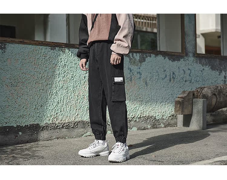 Bốn mươi chín ngày công cụ quần jeans gió nam xu hướng mùa xuân và mùa thu Hàn Quốc của quần lửng ống rộng chân quần phong cách ăn mặc nam