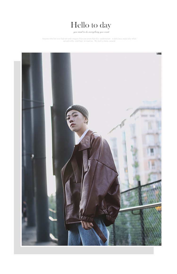 Xu hướng dạo phố mùa thu oversized quần áo motor nam giả da lỏng lẻo Hàn Quốc đẹp trai áo khoác thủy triều áo gió uniqlo