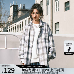 FORNINES new cotton plaid haircut shirt men and women tide top tops loose spring long -sleeved shirt jacket
