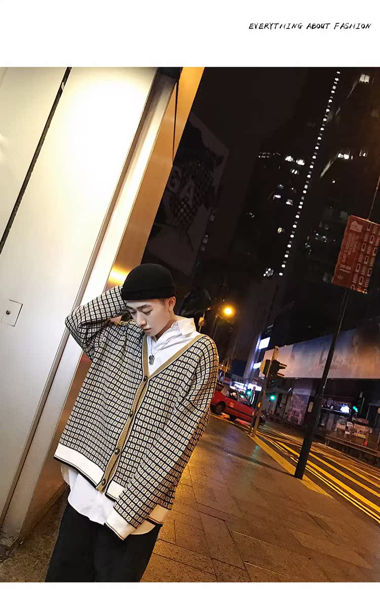 Áo len kẻ sọc retro cổ chữ V Nhật Bản cho nam áo len oversize xu hướng áo len mùa thu đông thoi trang nam cao cap