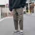 Mùa xuân và mùa thu Nhật Bản retro màu rắn overalls xu hướng nam 9 điểm lỏng lẻo chín quần thẳng quần nam quần vải nam Crop Jeans