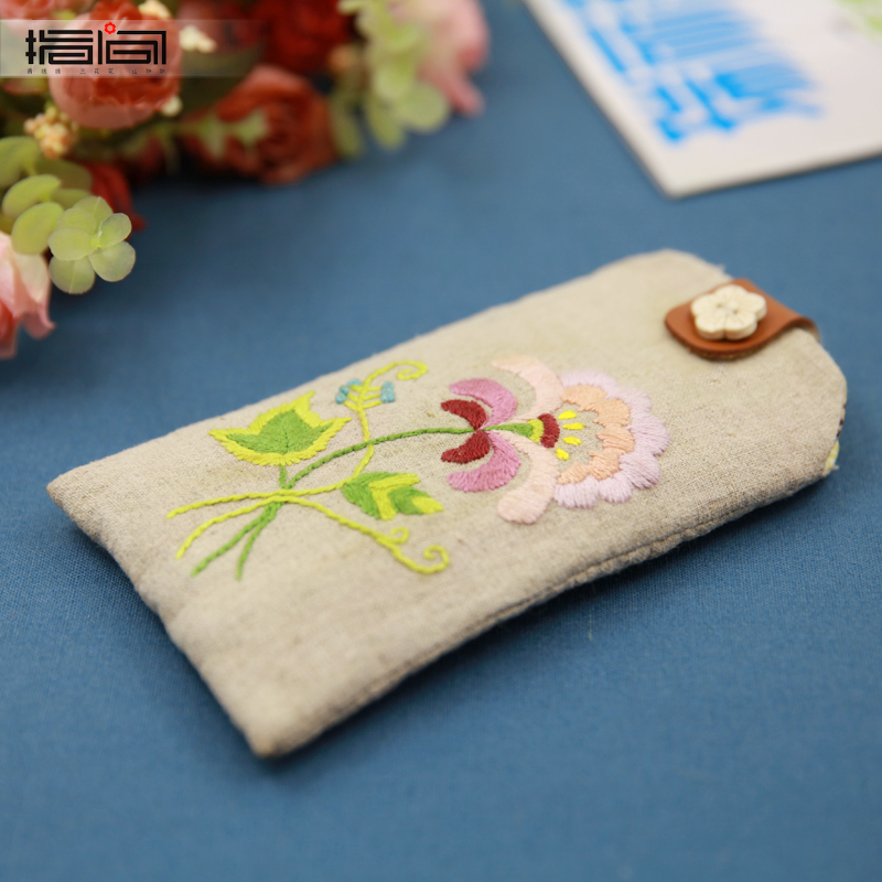 New hand embroidery diy mobile phone bag European style three-dimensional embroidery fabric material bag beginner material set