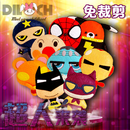 Free Cut Original Bat Spider Man Bread Superman Hero Unwoven Handmade Diy Cloth Art Toy Material Bag