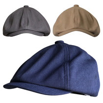 Thin peaked cap retro linen spring and summer breathable British cotton and linen octagonal hat womens hat newsboy hat