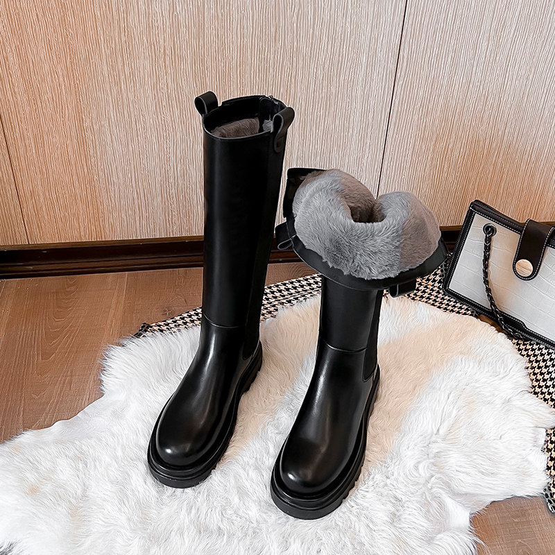 2021 new snow boots women's fur in winter plus velvet thick but knee boots warm high boots - Taobao