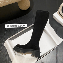 High boots womens 2022 autumn and winter new all-match thick-soled but knee-high boots sleeve elastic thin boots