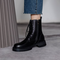 Leather Martin boots womens British style 2021 autumn and winter new single boots net red thin boots thick bottom short boots women