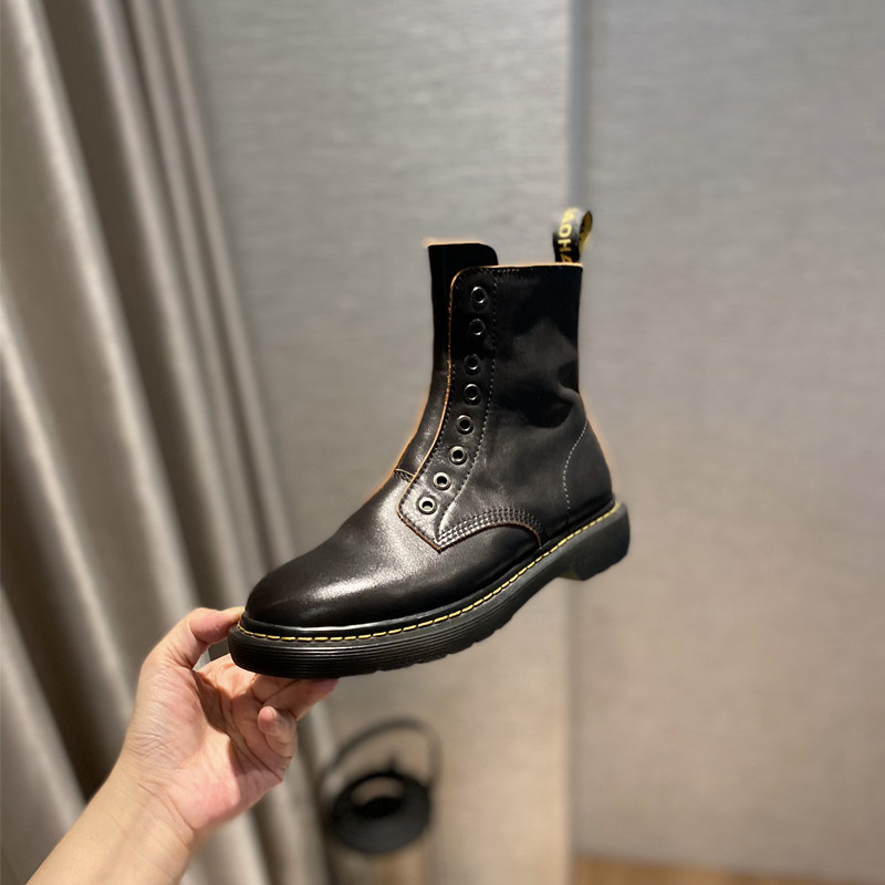 2021 autumn British style retro Martin boots women's flat-bottomed handsome fashion all-match leather short boots thick-soled women's boots