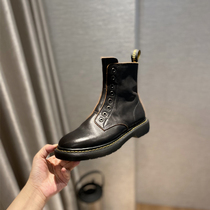 2021 autumn British style retro Martin boots womens flat-bottomed handsome fashion all-match leather short boots thick-soled womens boots