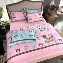 Net red pure cotton personality cat deer animal bed sheet quilt cover four-piece set 60 long velvet cotton cotton cartoon three
