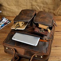 New European and American retro crazy Horse leather travel backpack mens leather mens large capacity 15-inch backpack computer bag school