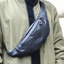New first layer cowhide mens fanny pack Casual crossbody shoulder bag Mens bag dumpling bag Mens chest bag leather tide small