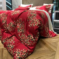 Net red real shot 60s long velvet cotton satin duvet cover sheets red wedding four-piece set pure cotton 1 8m bed