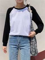 South Korea new cotton white T-shirt women long sleeve color loose size interior base shirt top 2021 Spring