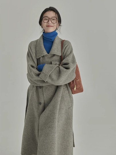 Blue ins style pile high collar knitted top for women in autumn and winter, simple bottoming shirt, lazy sweater inner wear