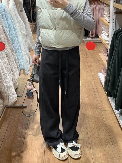 Lazy commuter wear women's spring and autumn lulu narrow version high-waist casual wide-leg trousers straight-leg sports pants