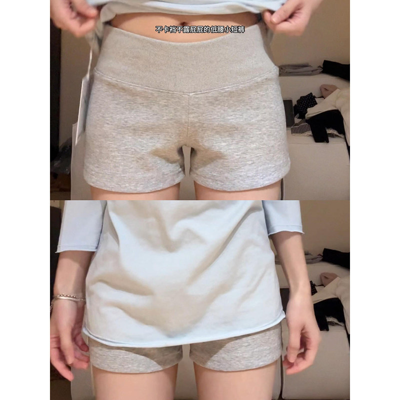 Gray Ribbed Mid-Waist Sports Shorts for Women 2026 New Summer Hot Girl Style Outerwear Three-Quarter Pants Slimming Versatile Hot Pants