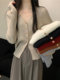 Beautiful French V-neck single-breasted knitted cardigan for women 2025 autumn textured and elegant top with base layer