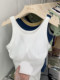 Padded vest for women, threaded sling, sports summer inner wear, anti-exposure sleeveless short top, design for outer wear