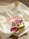 Milky apricot color fun cartoon printed T-shirt for women summer 2025 new Korean style loose and versatile pure cotton short-sleeved top