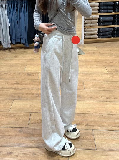 Lazy commuter wear women's spring and autumn lulu narrow version high-waist casual wide-leg trousers straight-leg sports pants