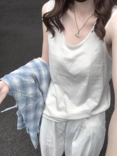 Autumn age-reducing blue plaid shirt for women Korean style lazy style shirt loose and versatile sun protection long-sleeved top jacket