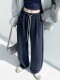 American-Style Thickened Drapey High-Waisted Sports Sweatpants for Women, Autumn and Winter Elastic Waist Casual Floor-Length Pants, Versatile Straight Wide-Leg Pants