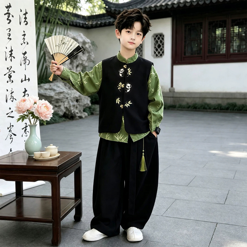 Boys' Tang Suit Hanfu Set 2026 New Autumn Clothing for Children, Suitable for Everyday Wear, New Chinese Style National Trend Boys' Ancient Costume Fashion