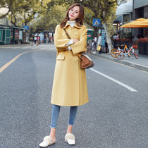 Yellow woolen coat female mid-length Korean version 2020 new popular autumn and winter thickened loose woolen coat female