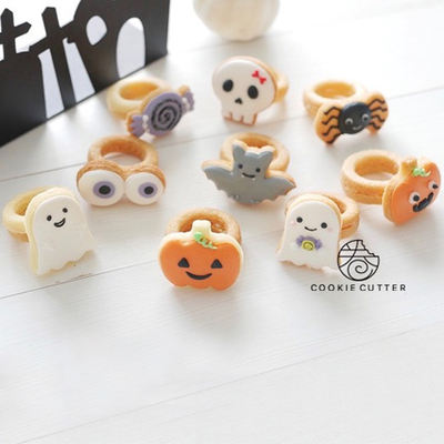 Halloween mini ring cookie molds, cartoon fondant cake cutting molds, DIY baking tools for beginners