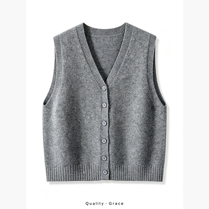 Brand Discount Women's Clothing V-Neck Knitted Vest Women's New Korean Style Layered Workwear Style Sleeveless Cardigan Sweater