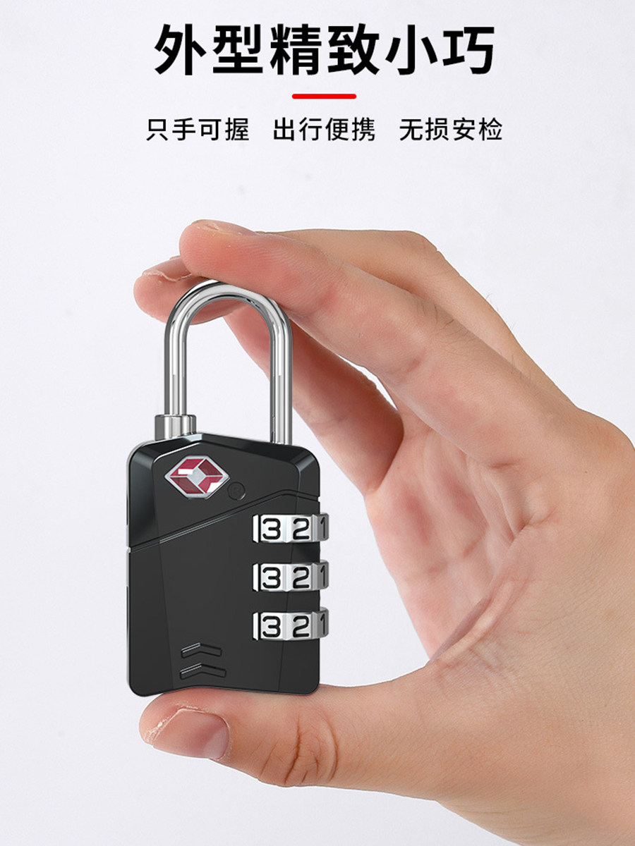 Tsa Combination Lock Metal Customs Lock Travel Luggage Combination Padlock Overseas Customs Lock Business Lock 3-Digit Combination