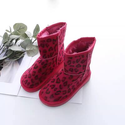 DT895 foreign trade children's snow boots winter mid-calf boots with fleece and thickened anti-slip flat boots