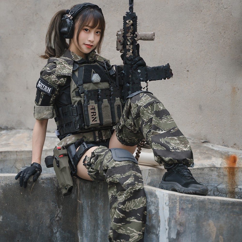 TRN] BAC black ash industrial MC camouflaged leg sleeve function wave playing tactical kneecap protective leg