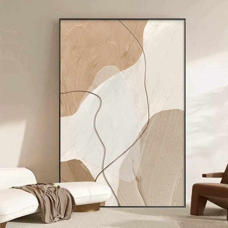 Cream-Style Decorative Wall Art Lan Hlh-2306 Modie Minimalist Abstract Metal Frame Background Hall Painting