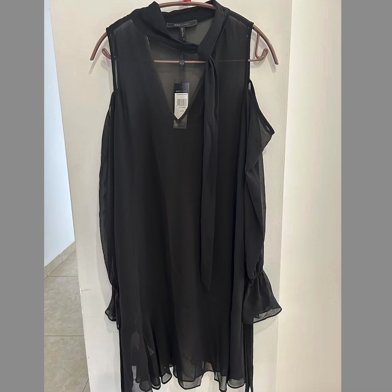 Currently in Stock: Bcbg Black Off-Shoulder Tie-Up Dress, Size S