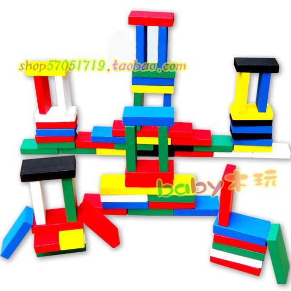 Chơi câu đố bằng gỗ / đồ chơi khối xây dựng / domino số lượng lớn 1 nhân dân tệ / 10 miếng / 8 màu xe đồ chơi trẻ em