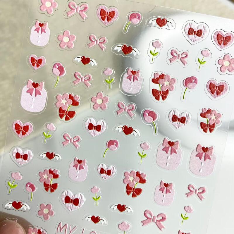 Valentine's Day Heart Flower Embossed Nail Art Stickers Pink Bow Water Cup Ccd Mobile Phone Case DIY Nail Stickers Valentine's Day Heart Flower Embossed Nail Art Stickers Pink Bow Water Cup Ccd Mobile Phone Case DIY Nail Stickers