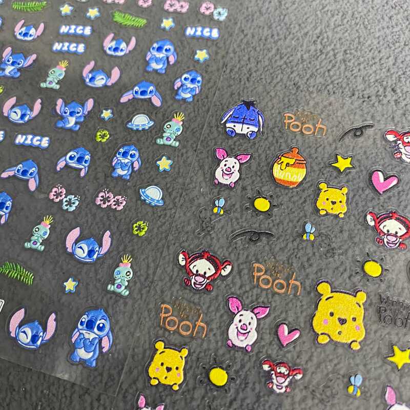 Stitch, Lilo & Stitch, Honey Bear Embossed Nail Art Stickers DIY Cartoon Cute Winnie the Pooh Nail Stickers Stitch, Lilo & Stitch, Honey Bear Embossed Nail Art Stickers DIY Cartoon Cute Winnie the Pooh Nail Stickers