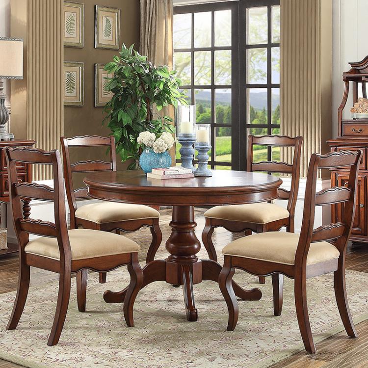 American solid wood dining table and chair modern simple small apartment dining table and chair combination round dining table 1 2 meters round table