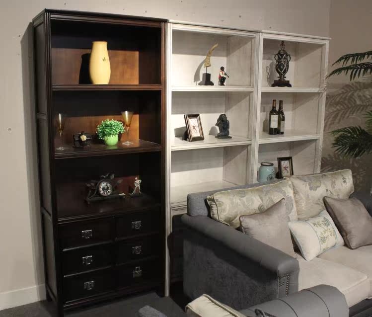 American Countryside Small Bookcase Bookcase Retro Multilayer Bookcase With Drawer Vintage Furniture Brief Full Solid Wood Bookcase