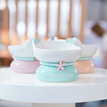 Kitty Bowl Cat Bowl ceramic protection Cervical Spine High Foot Cat Food Bowl cat Water Bowl Cat Rice Bowl and Anti-Flap Pet Bowl