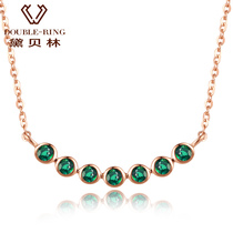 Debelin Jewelry 18k Rose Golden gemstone necklace Colombian emerald tourmaline row inlaid clavicle chain