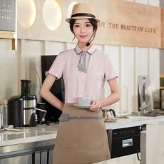 Форма для персонала 夏季酒店工作服女咖啡奶茶餐厅快餐烘焙甜品店服务员短袖衬衣定制