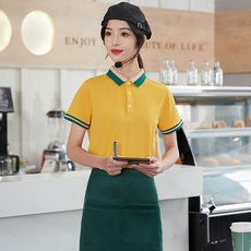 Форма для персонала 快餐烧烤服务员工作服女夏季餐饮饭店奶茶小吃龙虾火锅店t恤定制