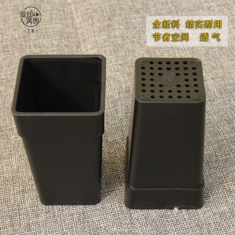 Space-Saving Black/White Resin Square Pot for Lithops and Echeveria, Sturdy Flower Pot