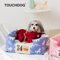 TOUCHDOG Its dog kennel autumn and winter cats nest Pet dog warm nest pad Four corners nest Teddy mat detachable and washable