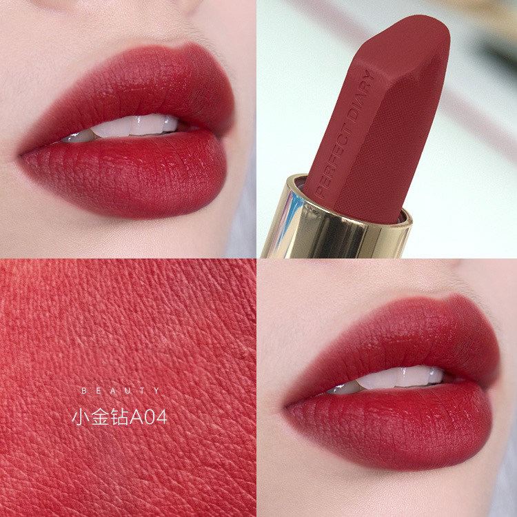 Perfect Diary Small Gold Drilling Lipstick A04 Red Brown S02 Dragon Mother Color C02 Carrots Matt nourishing female students