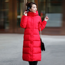 2021 autumn and winter New Large size warm long padded women Korean version of Down cotton slim solid color coat promotion